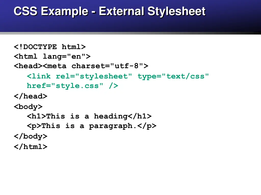 css example external stylesheet