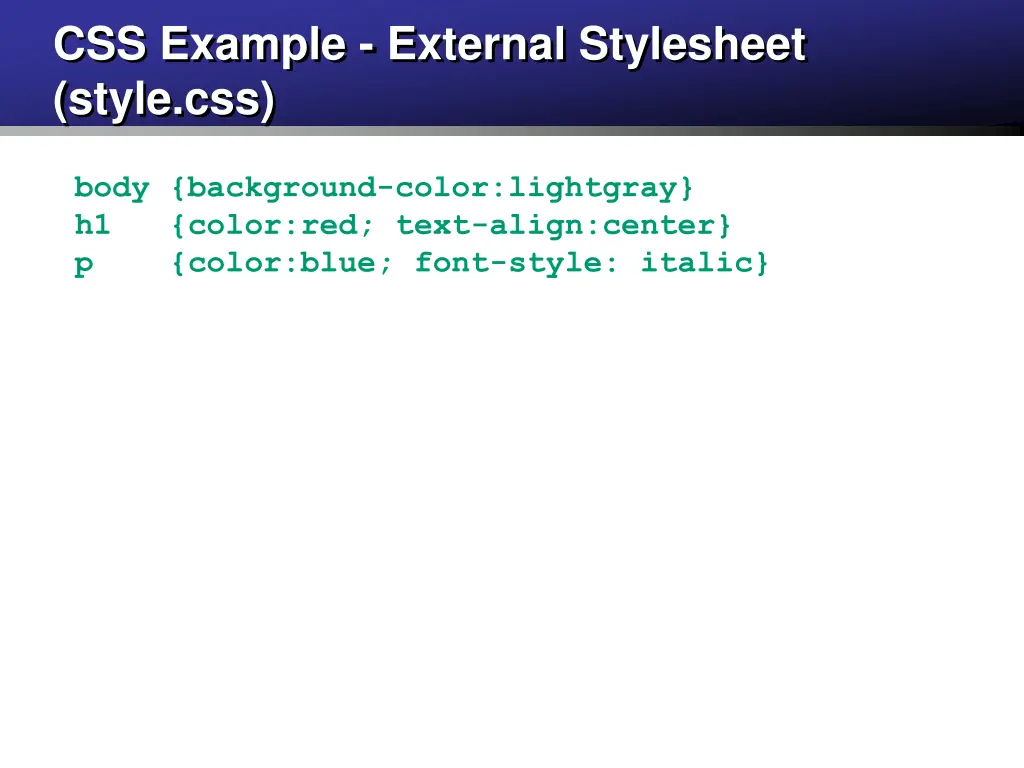 css example external stylesheet style css