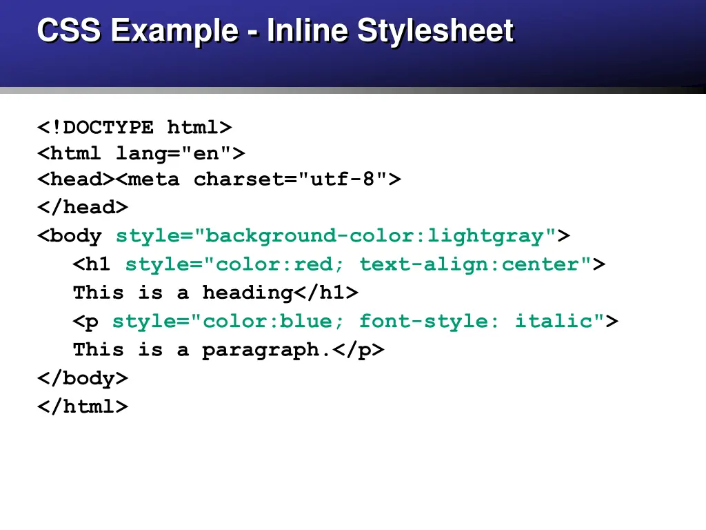 css example inline stylesheet