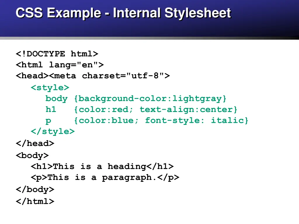 css example internal stylesheet