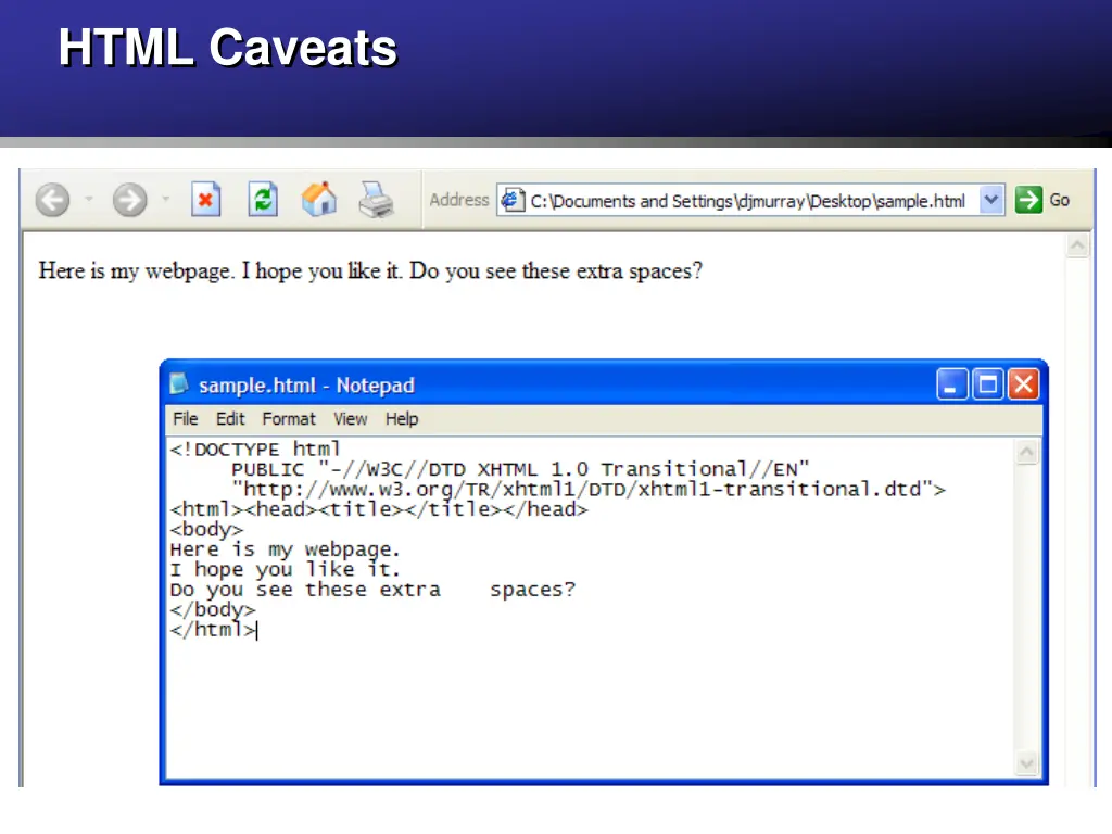 html caveats 1