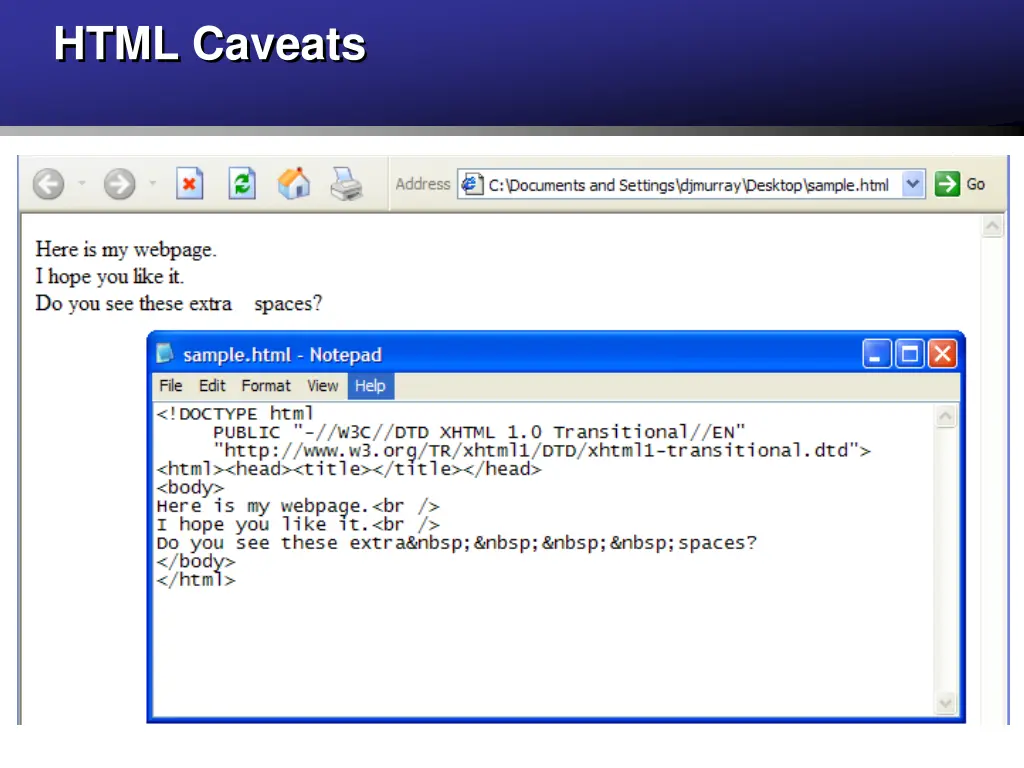 html caveats 2