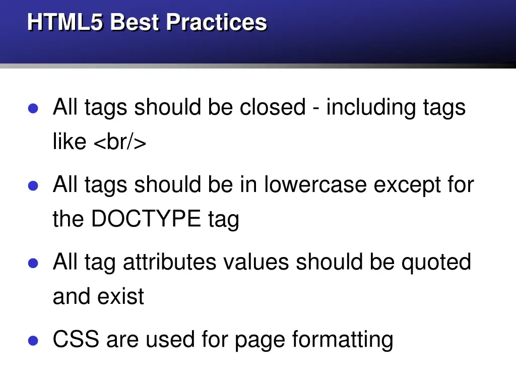 html5 best practices