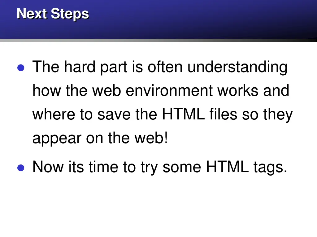next steps