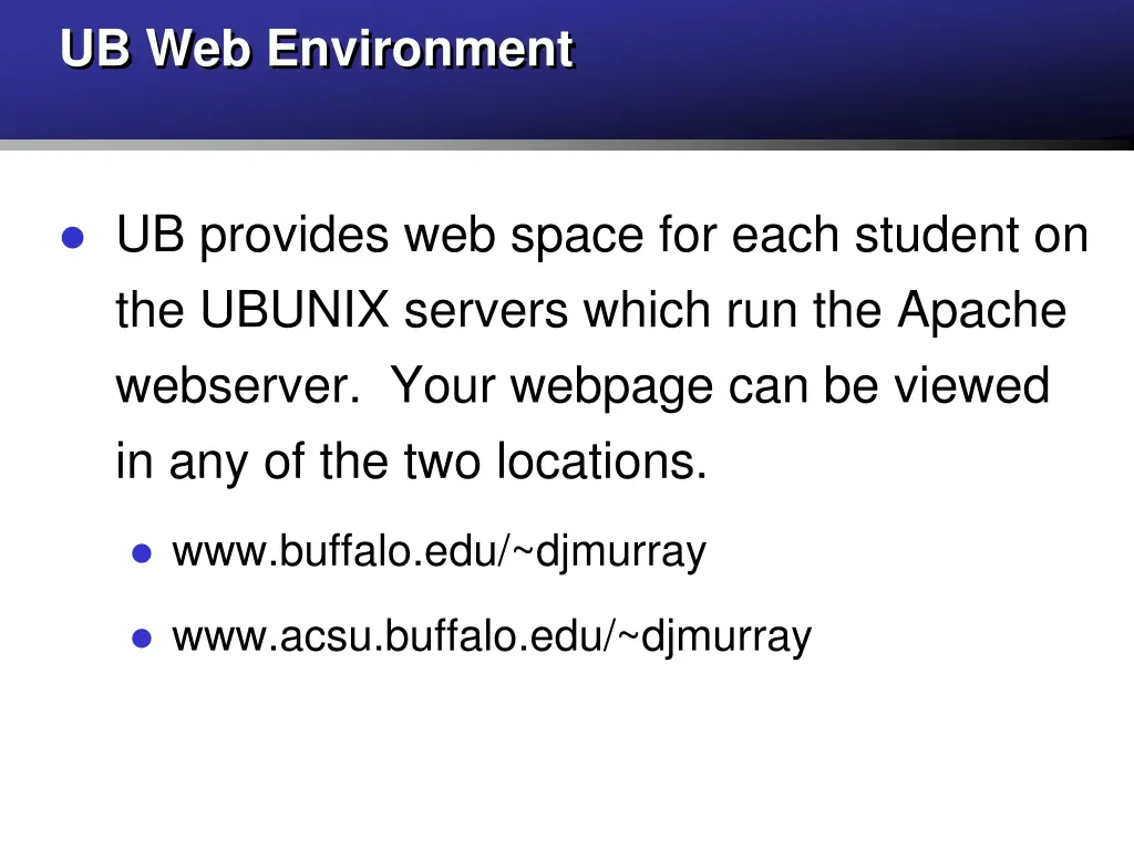 ub web environment