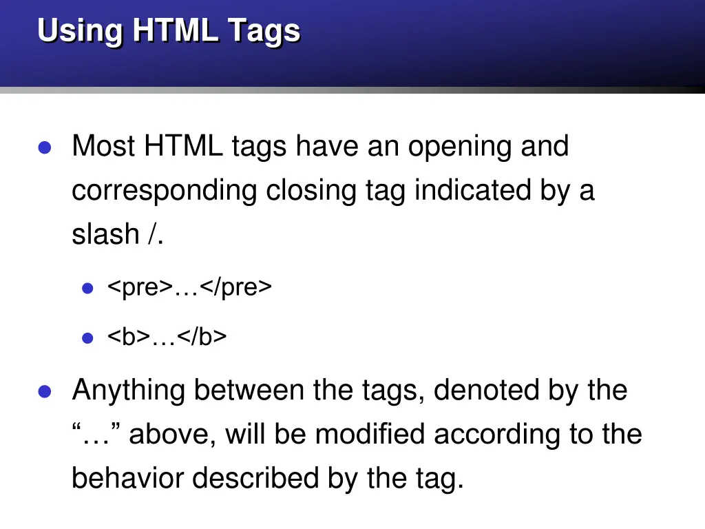 using html tags