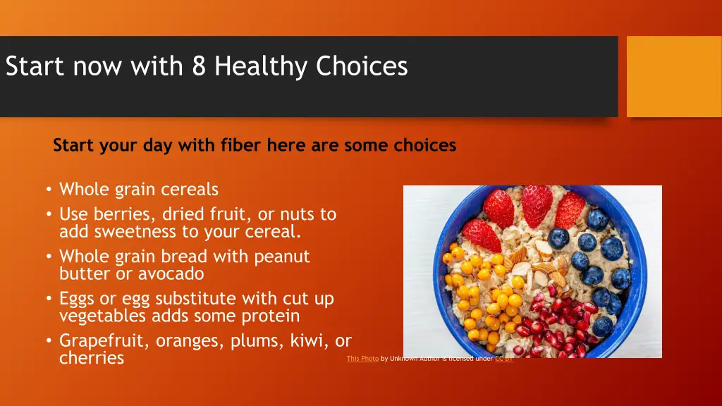 start now with 8 healthy choices