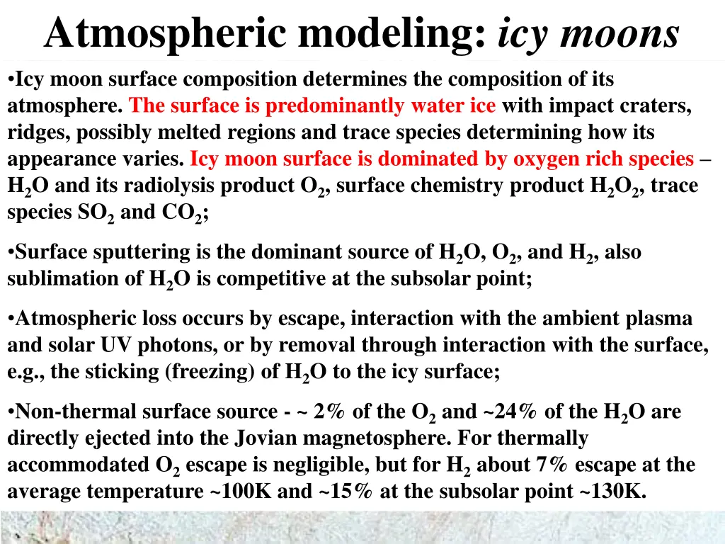 atmospheric modeling icy moons icy moon surface
