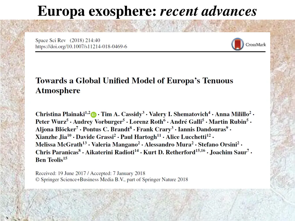 europa exosphere recent advances