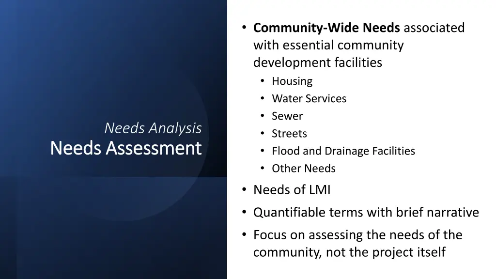 community wide needs associated with essential