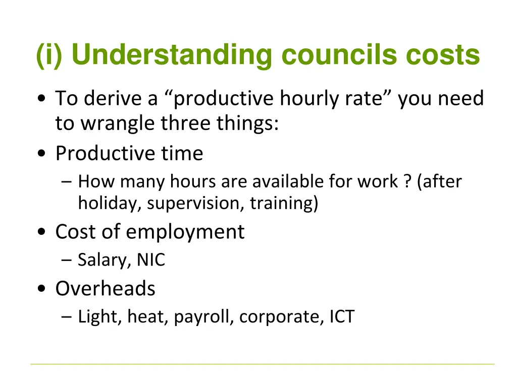 i understanding councils costs 1