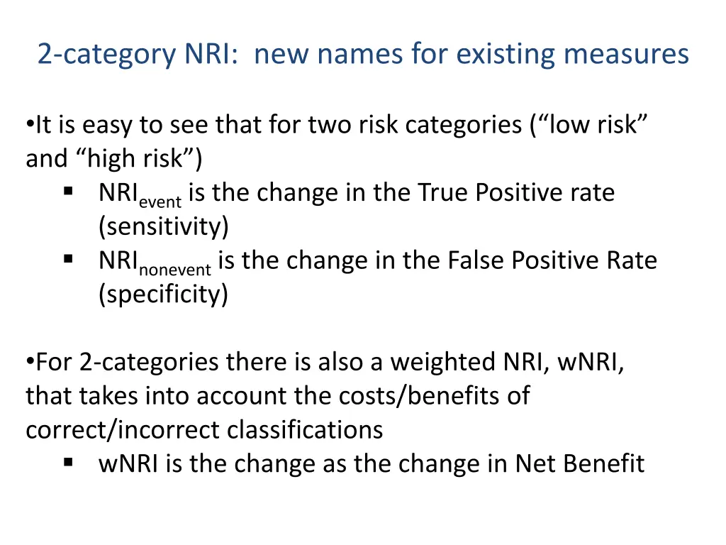 2 category nri new names for existing measures