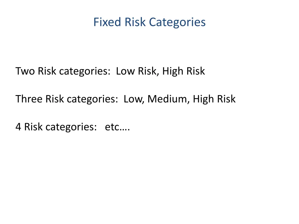 fixed risk categories