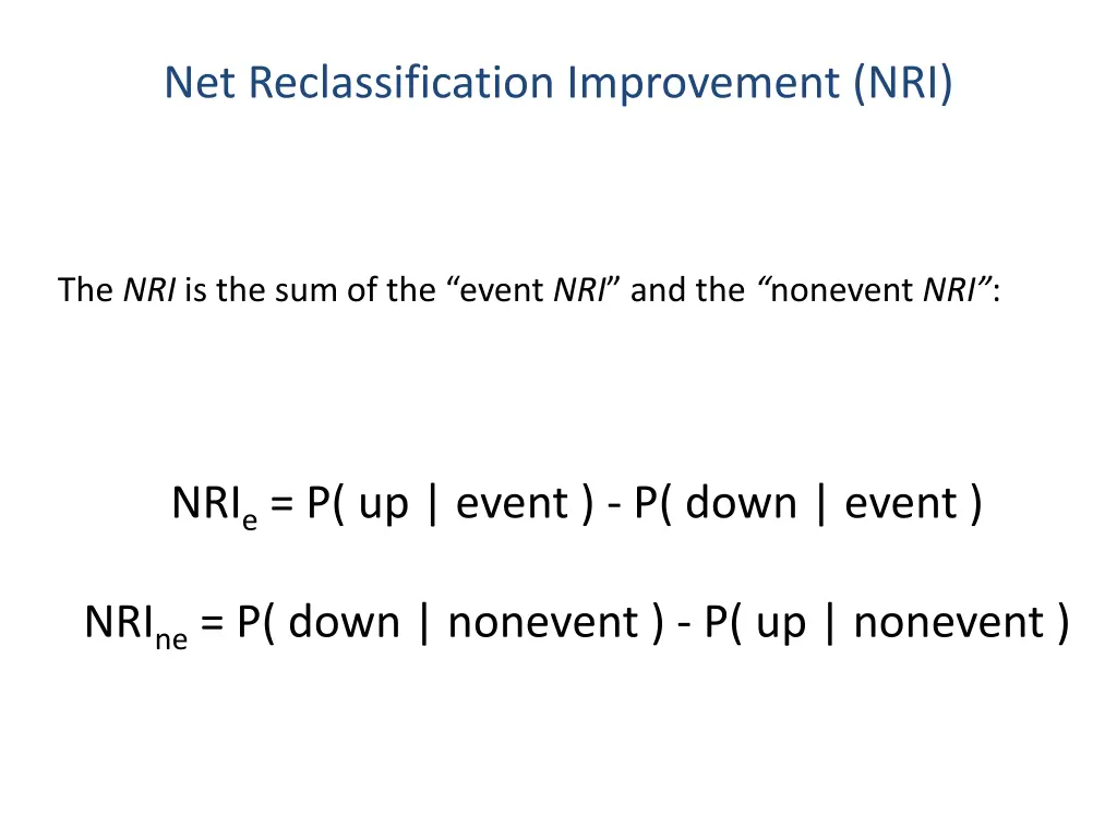 net reclassification improvement nri 1