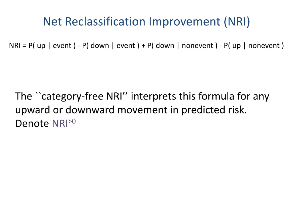 net reclassification improvement nri 2