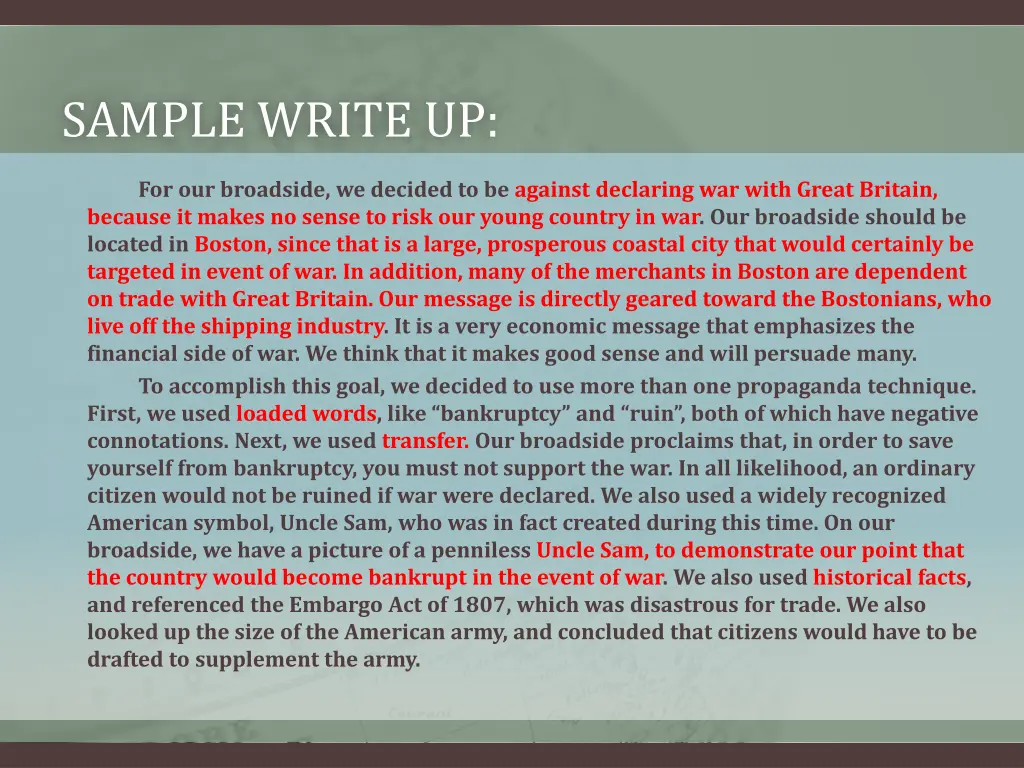 sample write up