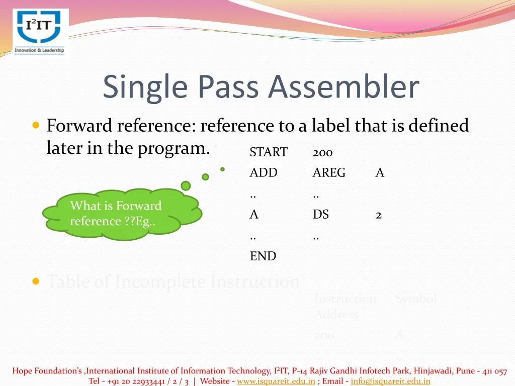 single pass assembler