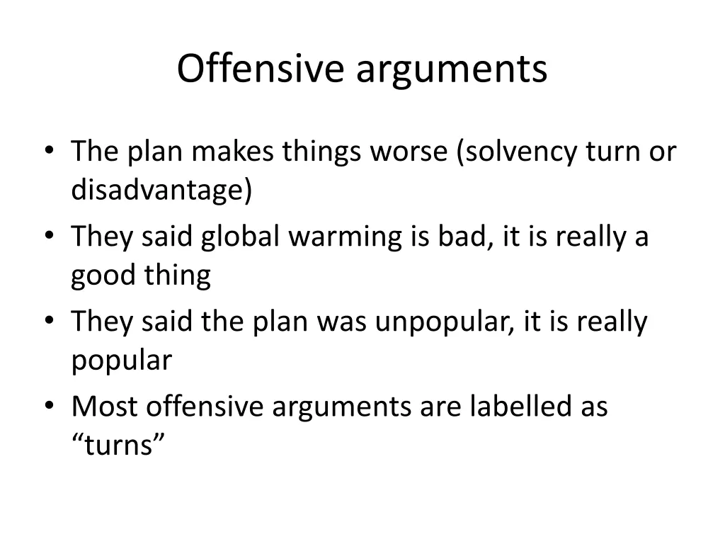 offensive arguments