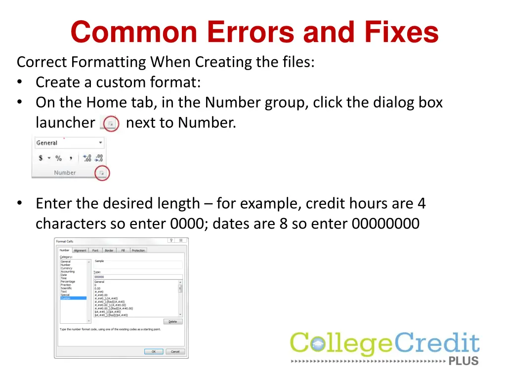 common errors and fixes correct formatting when