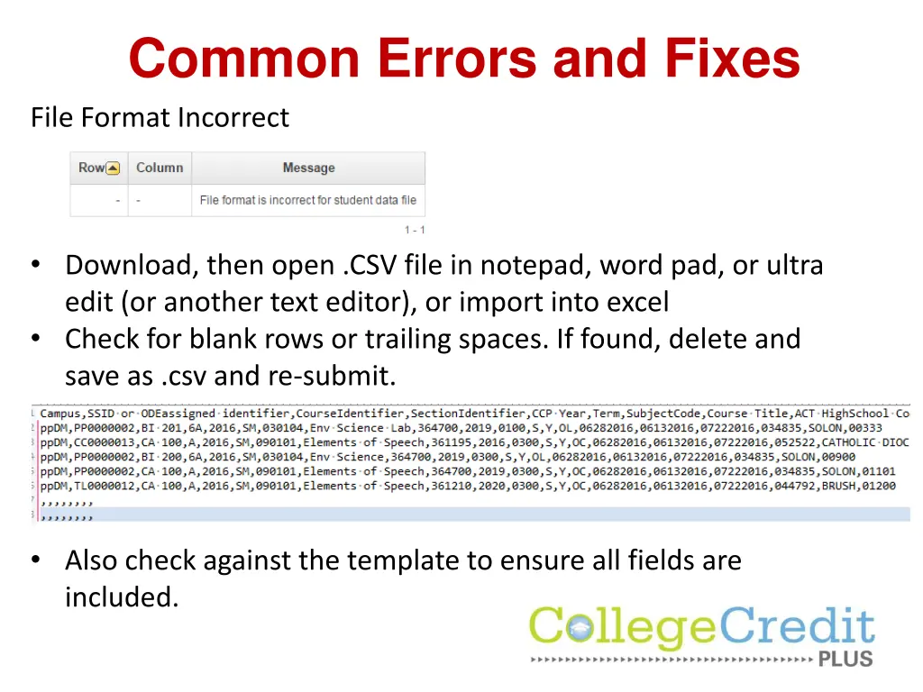 common errors and fixes file format incorrect