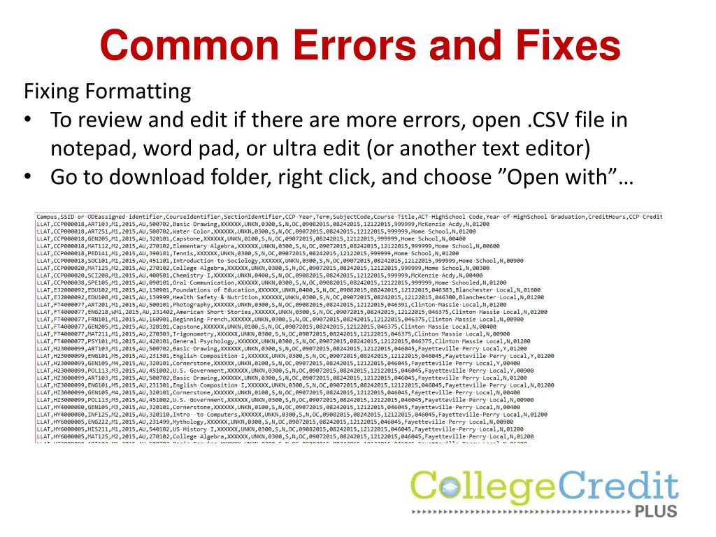 common errors and fixes fixing formatting