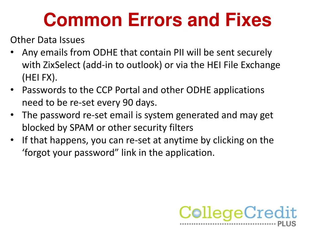 common errors and fixes other data issues