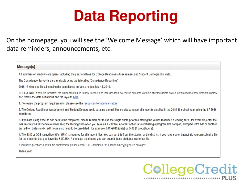 data reporting