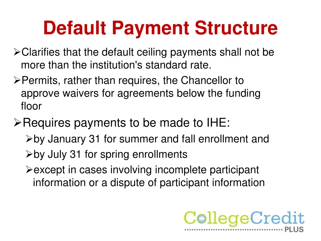 default payment structure