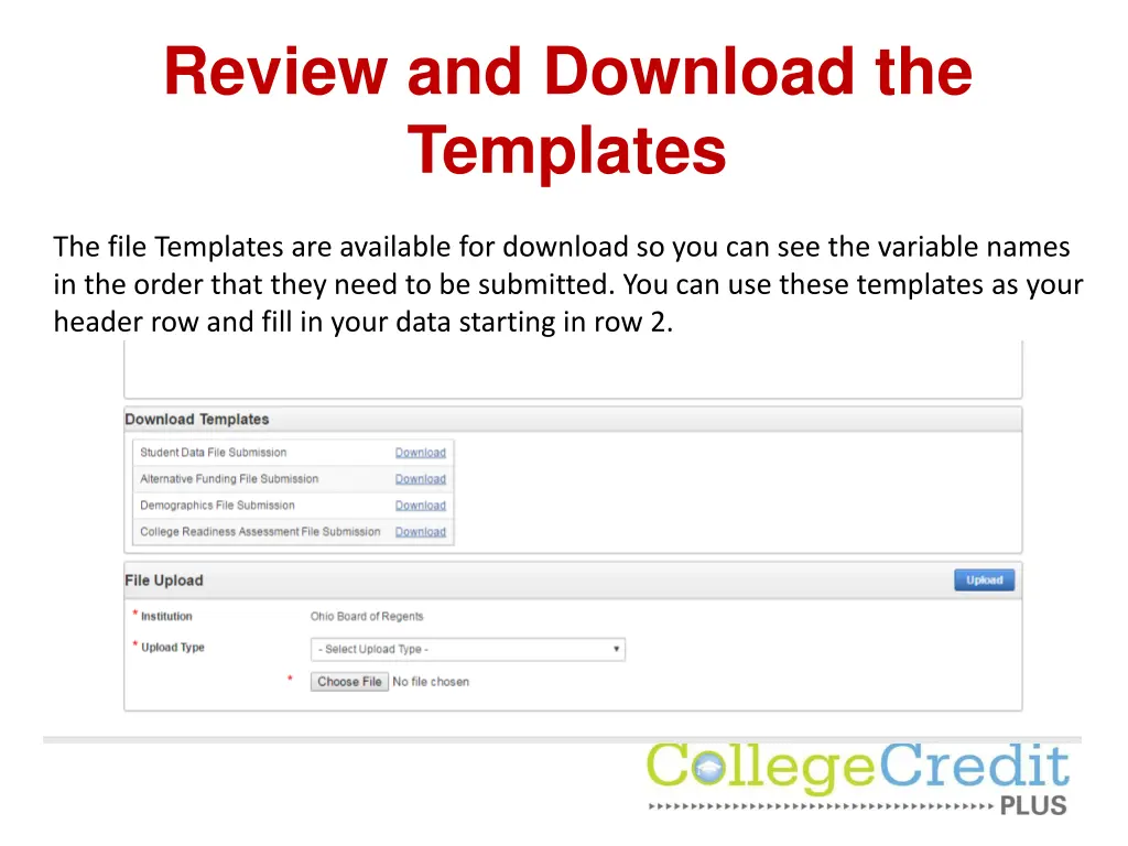 review and download the templates