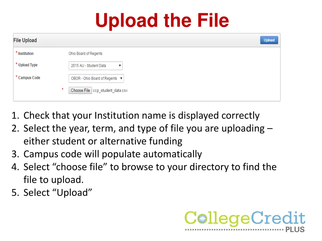 upload the file