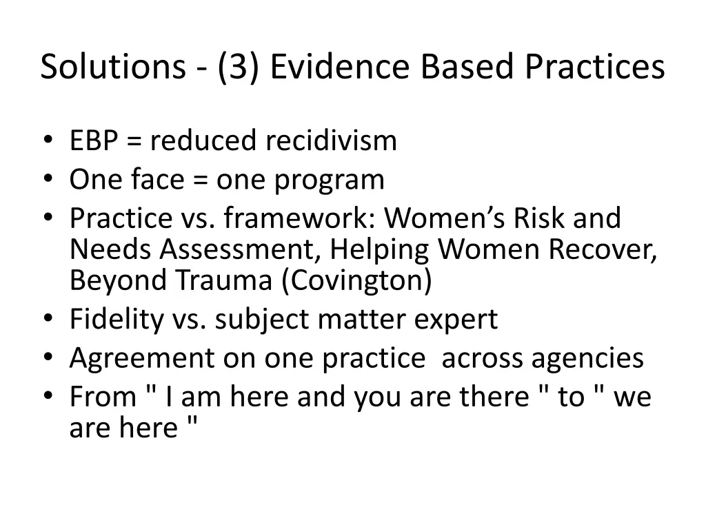 solutions 3 evidence based practices