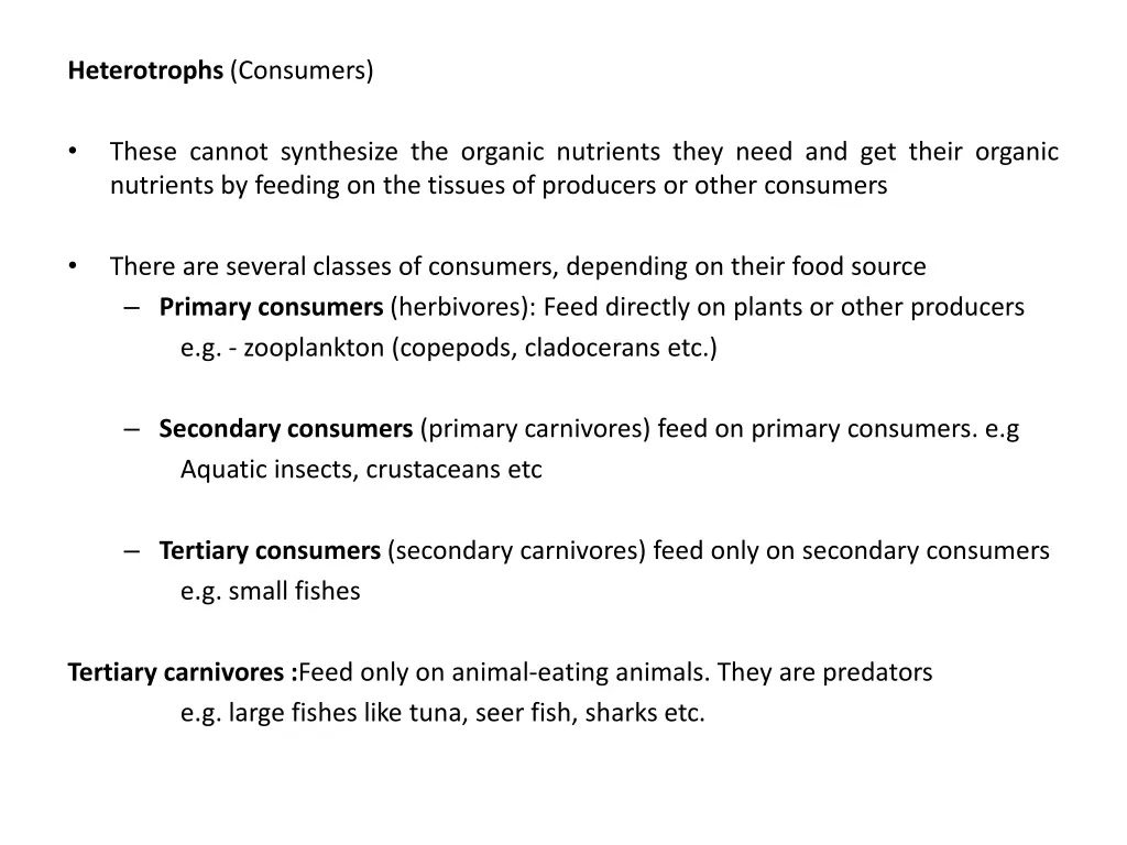 heterotrophs consumers