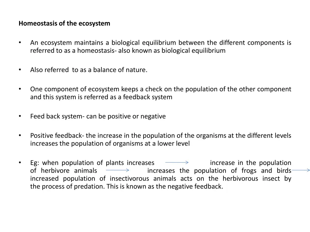homeostasis of the ecosystem