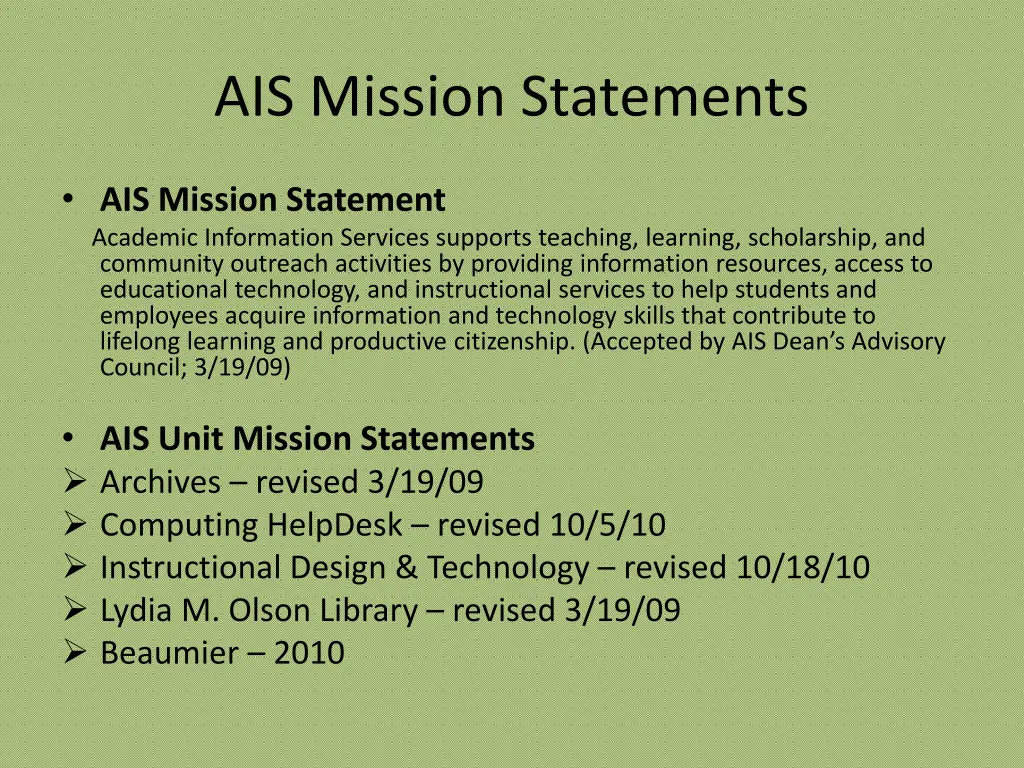 ais mission statements