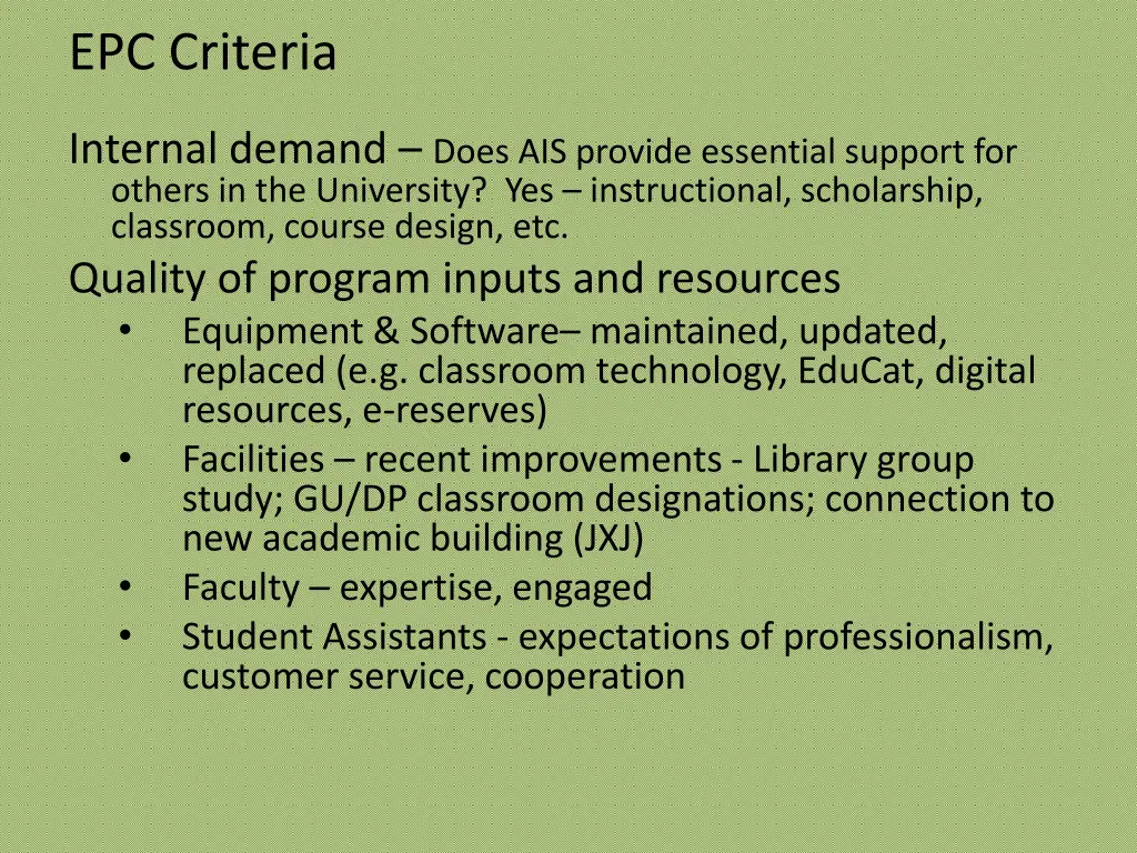 epc criteria