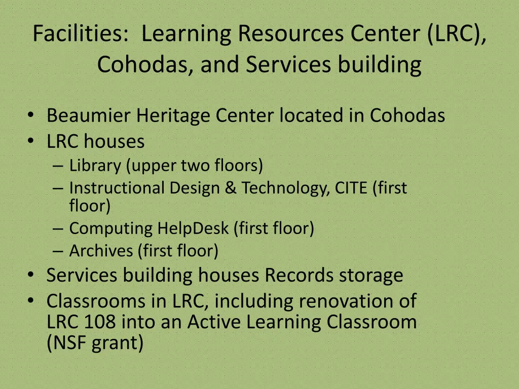 facilities learning resources center lrc cohodas