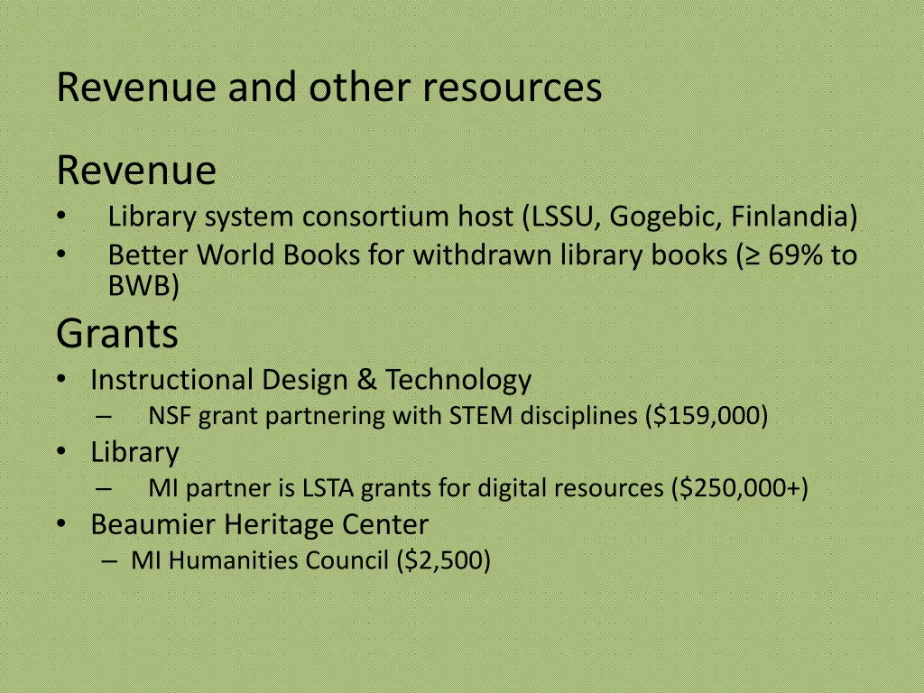 revenue and other resources