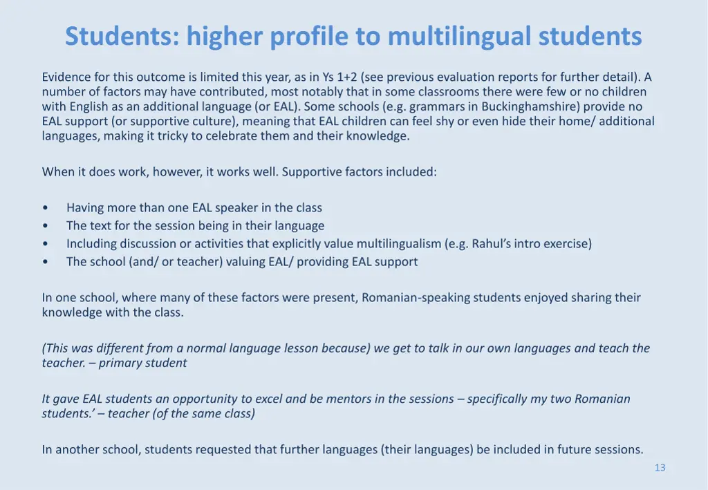 students higher profile to multilingual students