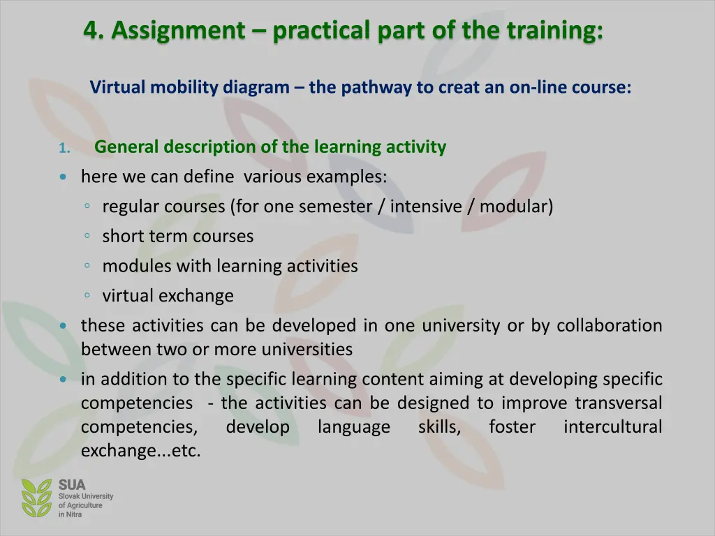 4 assignment practical part of the training 1
