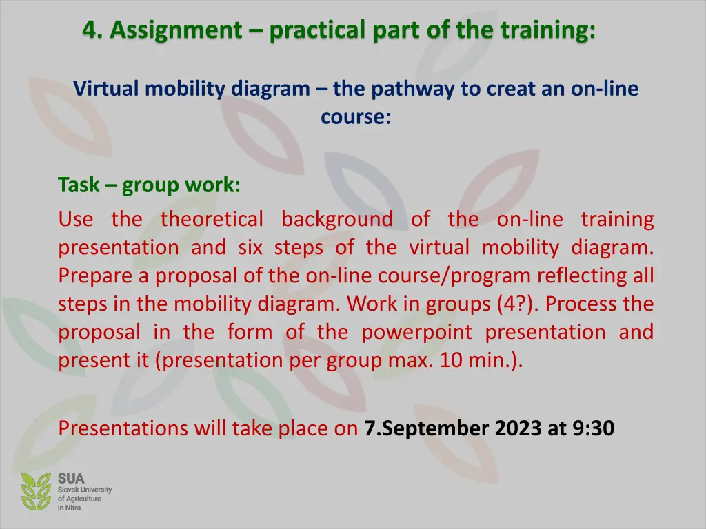 4 assignment practical part of the training 8