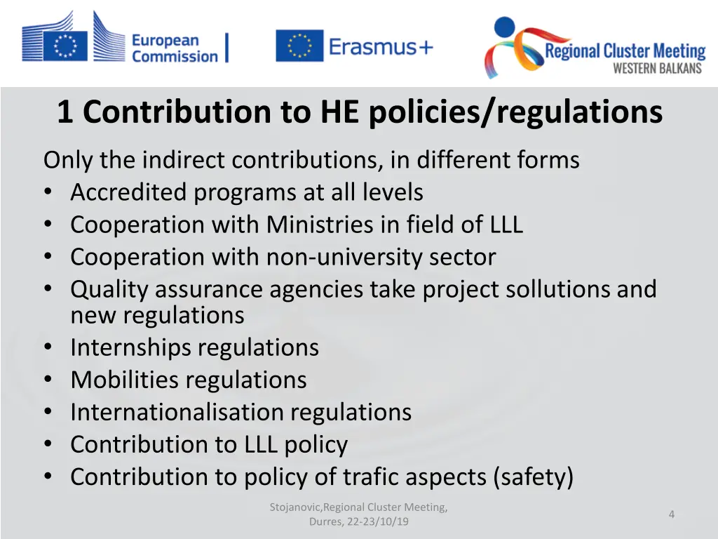 1 contribution to he policies regulations
