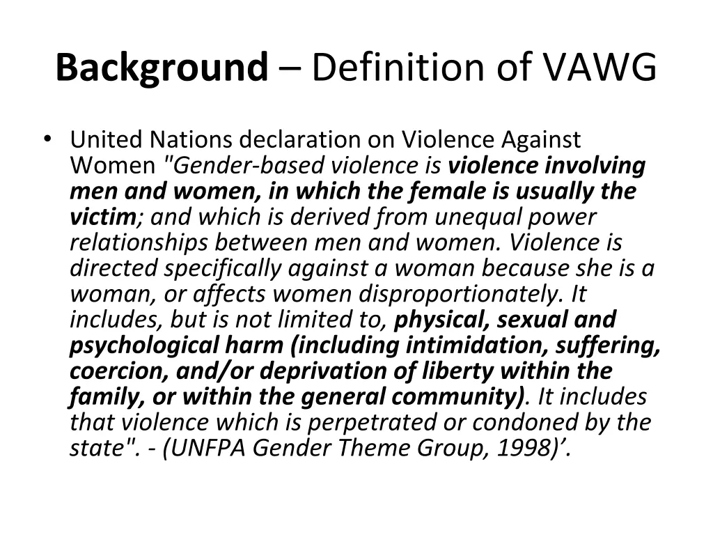 background definition of vawg