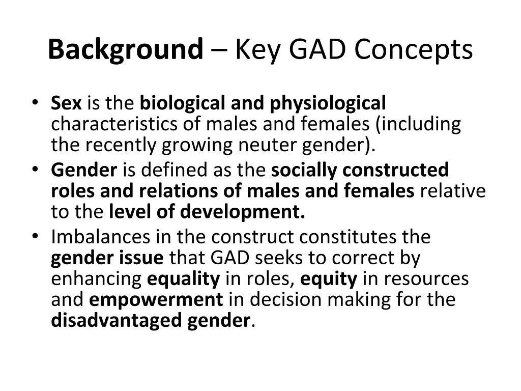 background key gad concepts