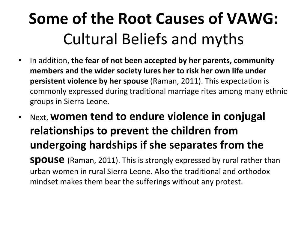 some of the root causes of vawg cultural beliefs 1