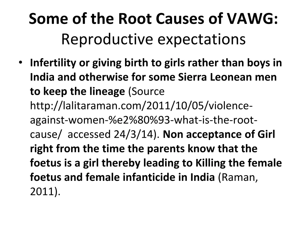 some of the root causes of vawg reproductive