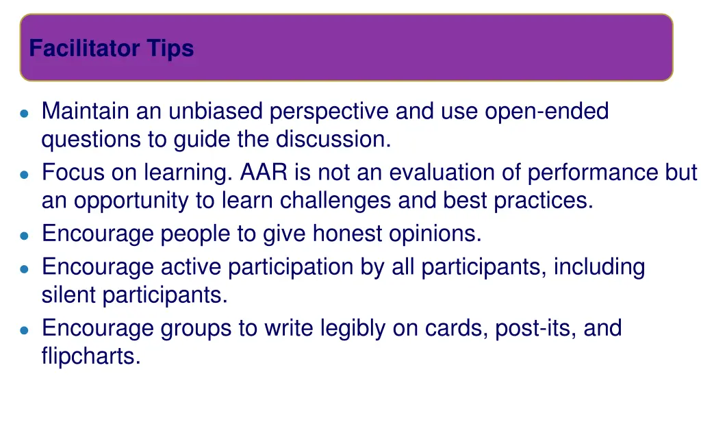 facilitator tips