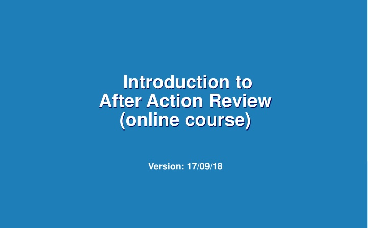 introduction to after action review online course