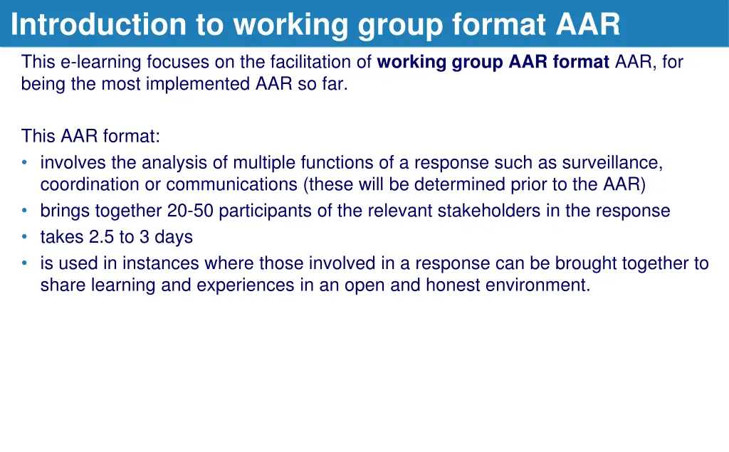 introduction to working group format aar this