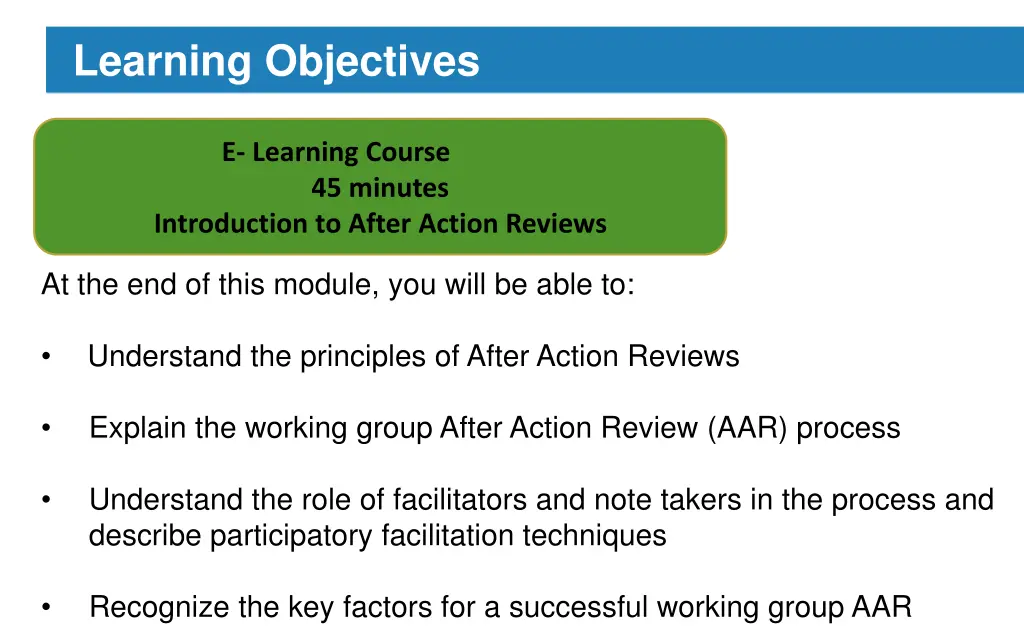 learning objectives