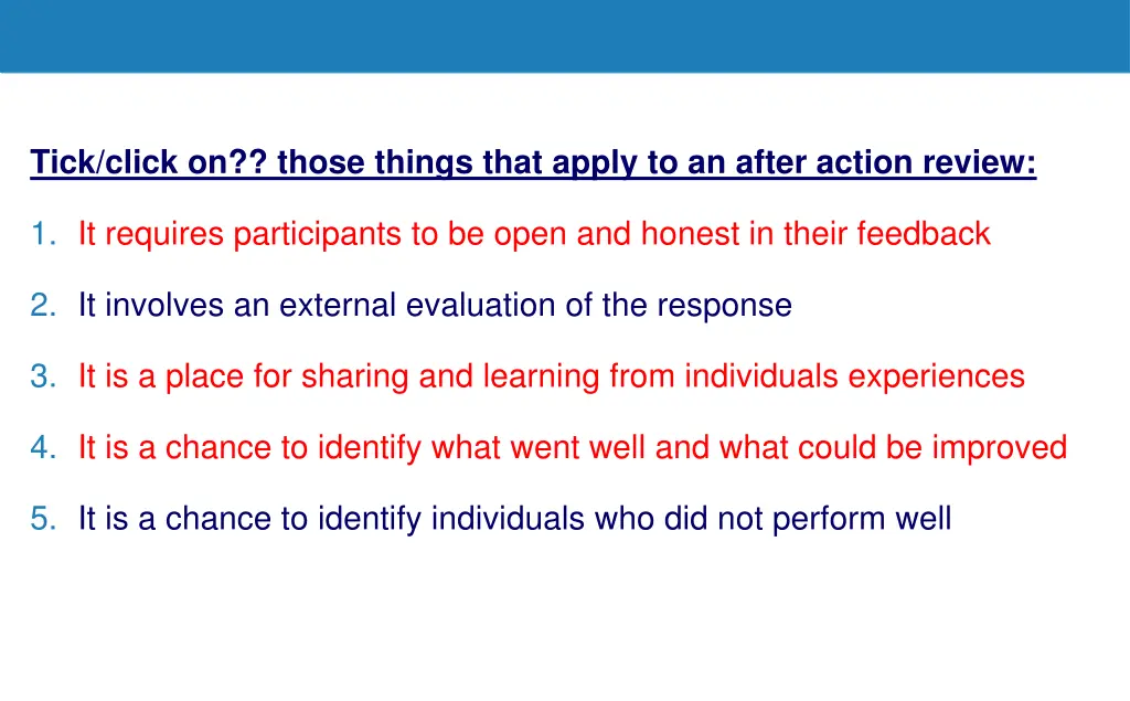 tick click on those things that apply to an after